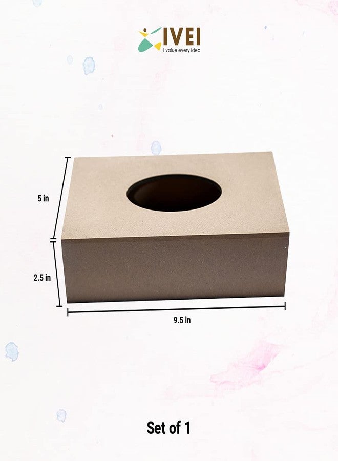 IVEI حامل مناديل من خشب MDF من IVEI DIY - صندوق حامل مناديل فارغ من خشب MDF عادي للرسم، والحرف اليدوية الخشبية، وفن الديكوباج، وأعمال الراتنج الفنية والديكور (أبعاد الصندوق - 9.5 بوصة × 5 بوصة × 2.5 بوصة) - Image 4